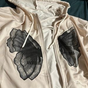 Thin Butterfly Print Zip Up Sweater